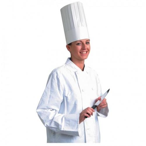 Chef&#39;s Hat - Classic Style - Paper - Height 25.4cm (10&quot;) - White - Uni-fit