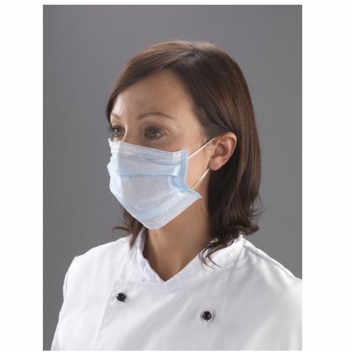 Face Mask - With Ear Loops - 3 Ply Polypropylene - Blue - Uni-fit