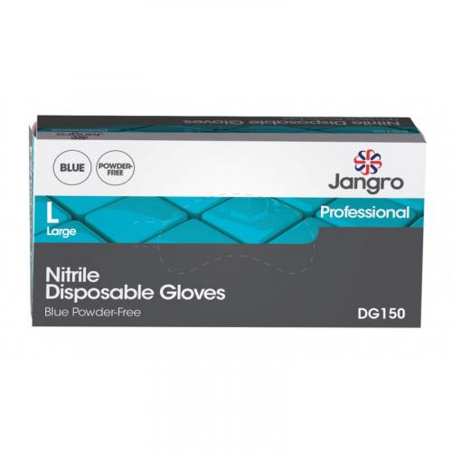 Disposable Gloves - Powder Free - Nitrile - Jangro - Blue - Large