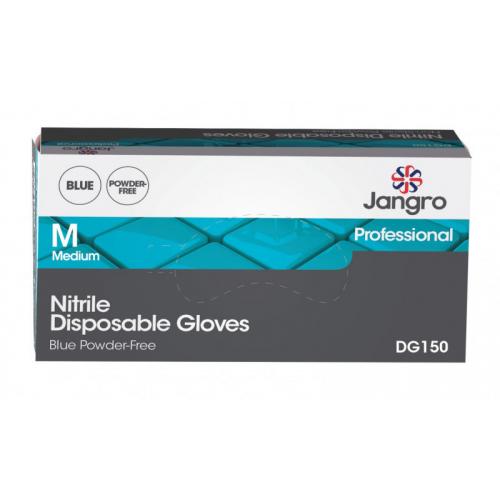 Disposable Gloves - Powder Free - Nitrile - Jangro - Blue - Medium