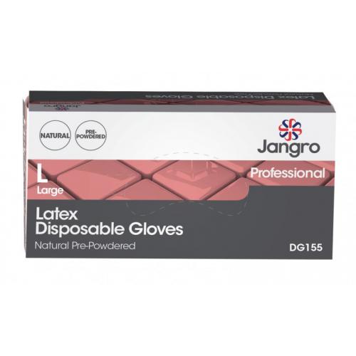 Disposable Glove - Pre-Powdereds - Latex - Jangro - Natural - Large