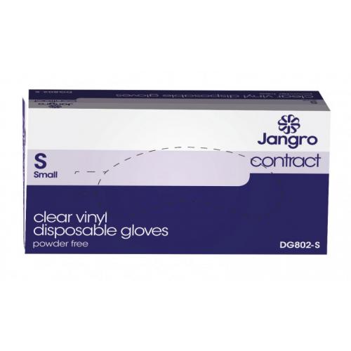 Disposable Gloves - Powder Free - Vinyl - Jangro Contract - Clear - Small