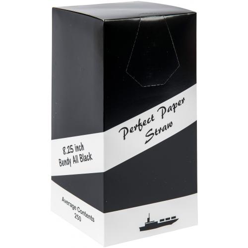 Bendy Straw - Paper - Black - 21cm (8.25&quot;) x 6mm