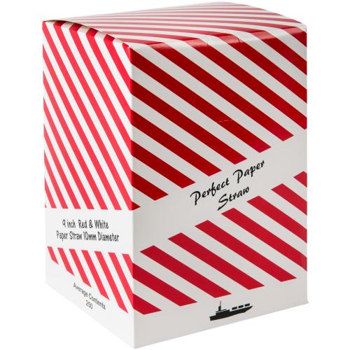 Smoothie Straw - Paper - Red & White Stripe - 23cm (9&quot;) x 10mm