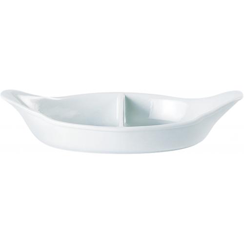 Eared Dish - Oval - Divided - Porcelain - Porcelite - 28cm (11&quot;)