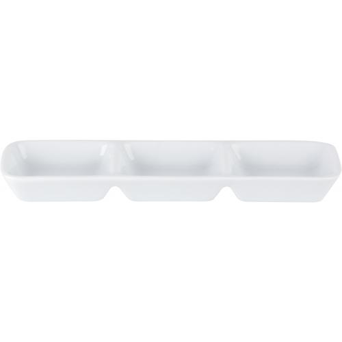 Rectangular Dip Tray - Triple Compartment - Porcelain - Porcelite - 20cm (7.75&quot;)