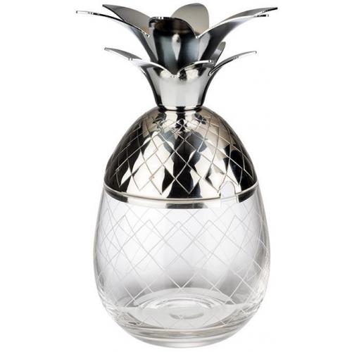 Pineapple Barrel Mug - Glass & Stainless Steel - Silver - 35cl (12.25oz)