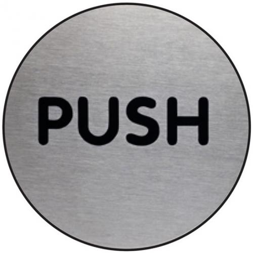 Pull - Door Sign - Brushed Stainless Steel - Round - 6.5cm (2.6&#39;&#39;)