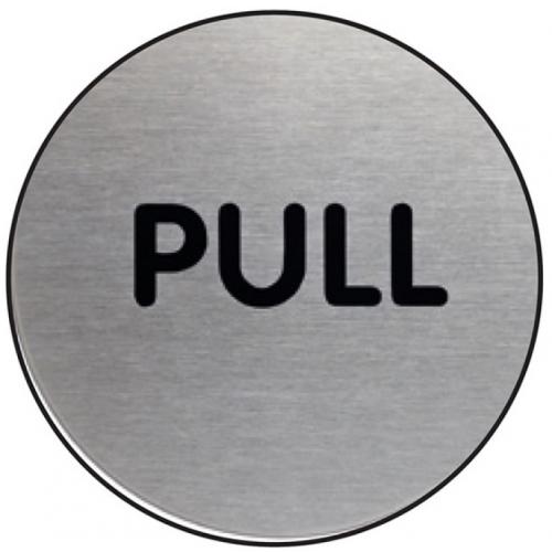 Push - Door Sign -  Silver Metallic - Round - 6.5cm (2.6&#39;&#39;)