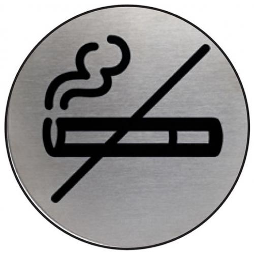 No Smoking - Round - Brushed Stainless Steel - 8.3cm (3.3&quot;)  dia