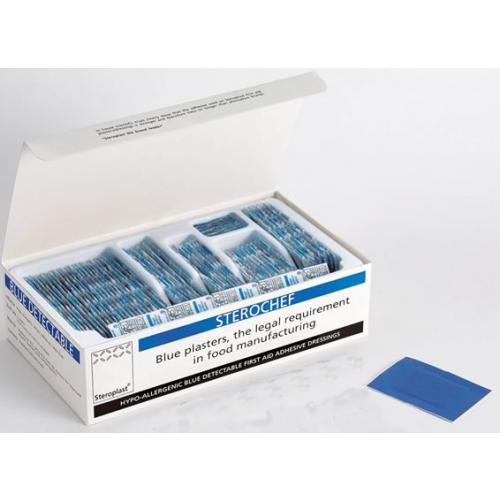 Hypoallergenic Detectable Plasters - Fingertip  - Sterochef - Blue