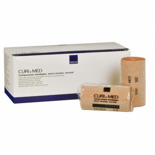 Short Stretch Compression Bandages with clips - Curi-Med - Tan - 10cm (4&quot;)