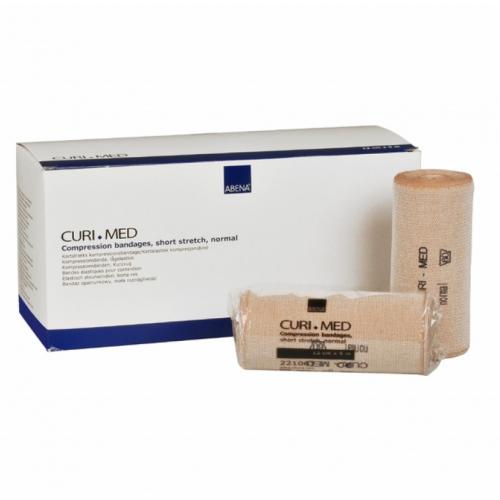 Short Stretch Compression Bandages with clips - Curi-Med - Tan - 12cm (4.7&quot;)