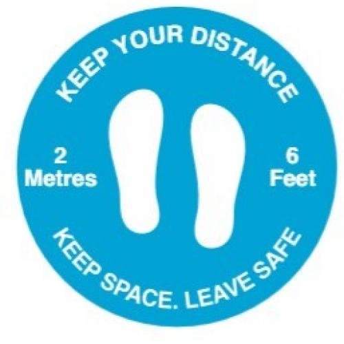 Keep Your Distance - Social Distancing Floor Graphic - Blue - 50cm (19.7&quot;)