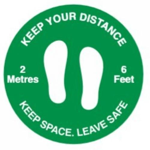 Keep Your Distance - Social Distancing Floor Graphic - Green - 50cm (19.7&quot;)