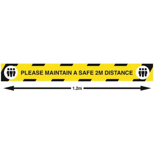 Please Maintain A Safe 2m Distance - Floor Graphic Line - Self Adhesive - 1.2m (47&quot;)