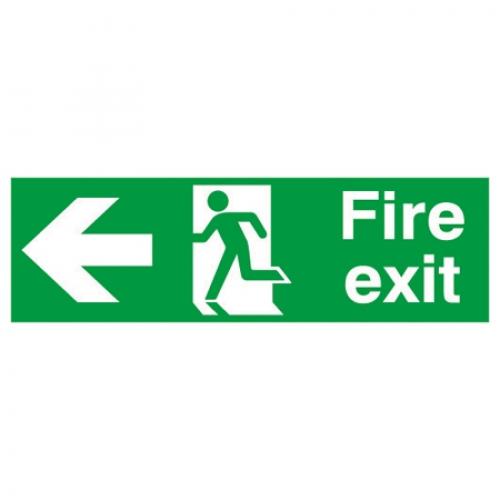 Fire Exit - Arrow Left Sign - Rigid - 45x15cm (18x6&#39;&#39;)