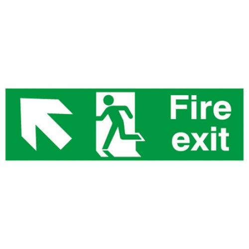 Fire Exit - Arrow Up Left Sign - Rigid - 45cm (18&#39;&#39;)