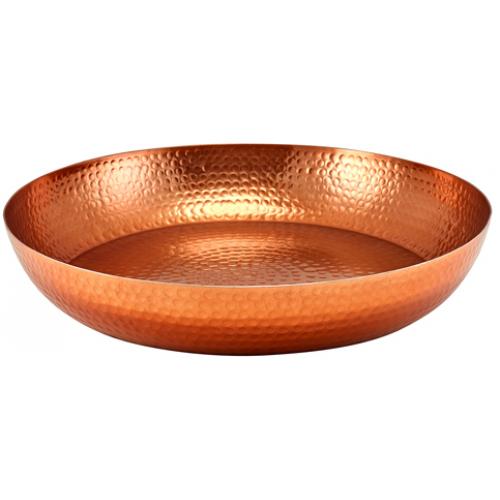 Platter - Round - Hammered Finish - Aluminium - Copper Plated - 44cm (17.25&quot;)