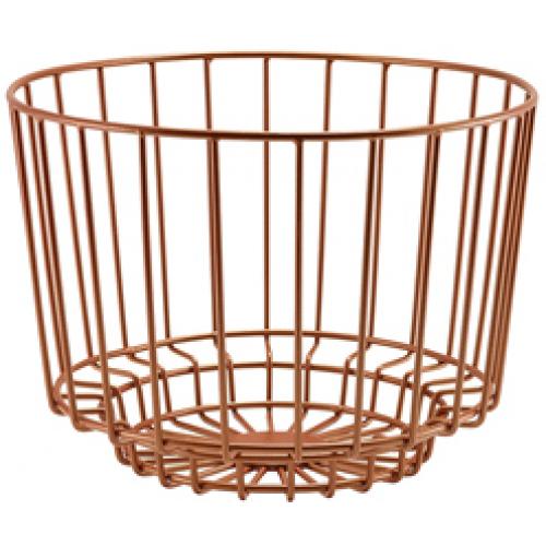 Deco Display Basket - Round - Wire - Copper - 25cm (9.75&quot;) - 18cm Deep