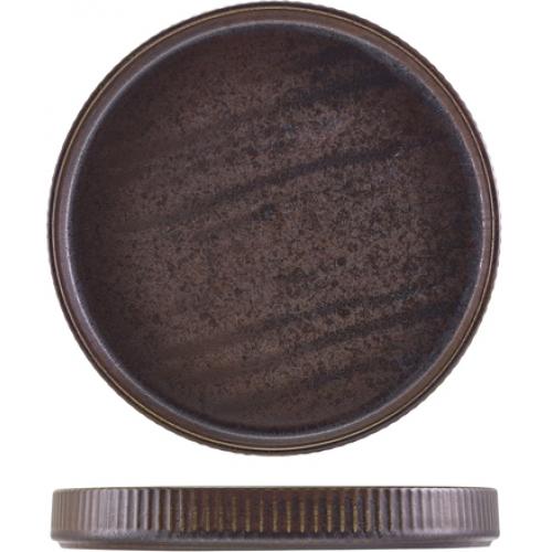 Presentation Plate - Fluted - Low Profile - Terra Porcelain - Black - 26cm (10.25&quot;)