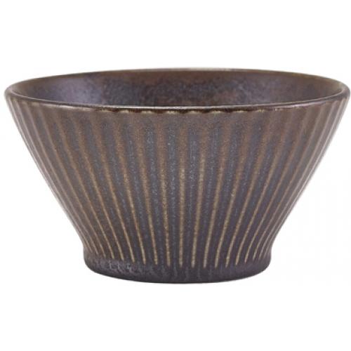 Conical Bowl - Fluted - Terra Porcelain - Black - 11.5cm (4.5&quot;) - 28cl (10oz)