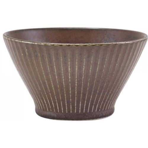 Conical Bowl - Fluted - Terra Porcelain - Black - 13cm (5&quot;) - 44cl (15.5oz)