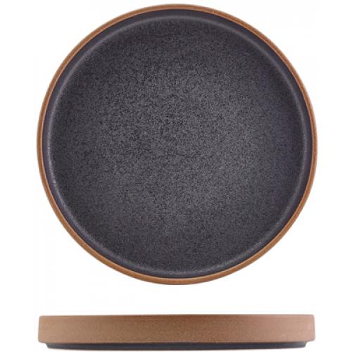 Presentation Plate - Raw Wall - Stoneware - Kava - Black - 20cm (7.75&quot;)