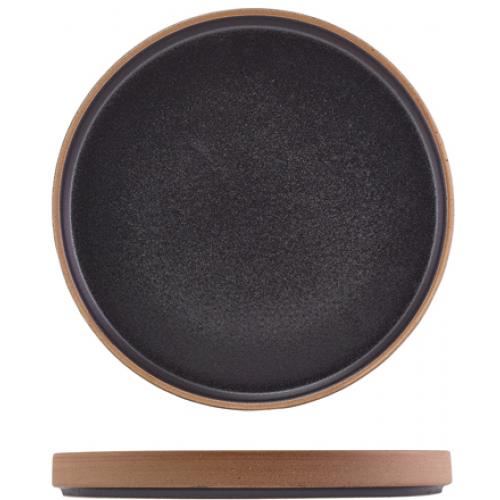 Presentation Plate - Raw Wall - Stoneware - Kava - Black - 25cm (9.75&quot;)