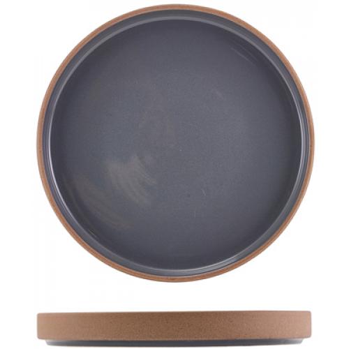 Presentation Plate - Raw Wall - Stoneware - Kava - Dark Grey - 20cm (7.75&quot;)