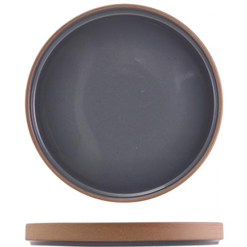 Presentation Plate - Raw Wall - Stoneware - Kava - Dark Grey - 25cm (9.75&quot;)