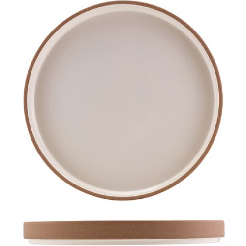 Presentation Plate - Raw Wall - Stoneware - Kava - White - 25cm (9.75&quot;)