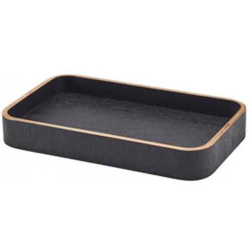 Tray - Rectangular - Wood Veneer - Black - 23cm (9&quot;)