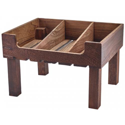Display Crate Stand - Rustic Wood - GN 1/2