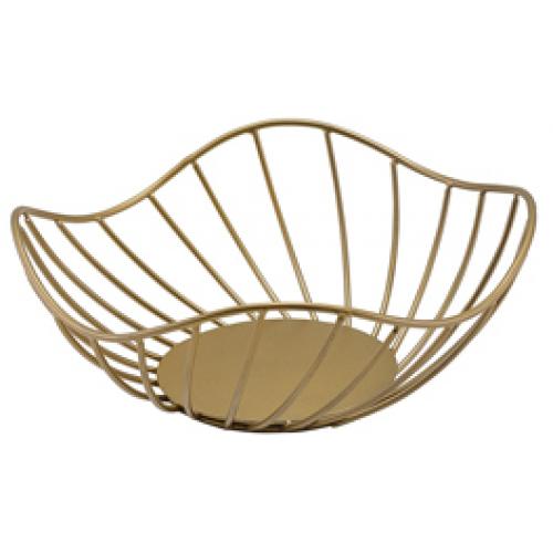 Lotus Leaf Display Basket - Wire - Gold - 20cm (8&quot;) - 8cm Deep
