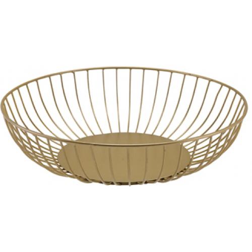 Display Basket - Round - Wire - Gold - 27cm (10.5&quot;) - 7cm Deep