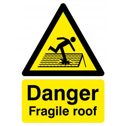 Danger Fragile Roof - Warning Sign - Self Adhesive - 29.7cm (11.5&quot;)