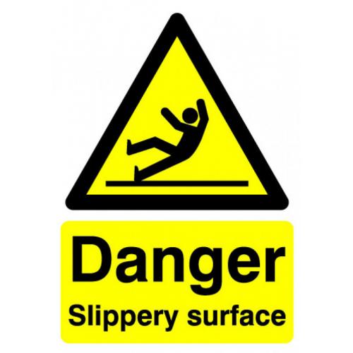 Danger Slippery Surface - Warning Sign - Self Adhesive - 42cm (16.5&quot;)