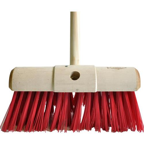 Industrial Yard Broom - Head & Handle - Stiff - Red PVC - 33cm (13&quot;)