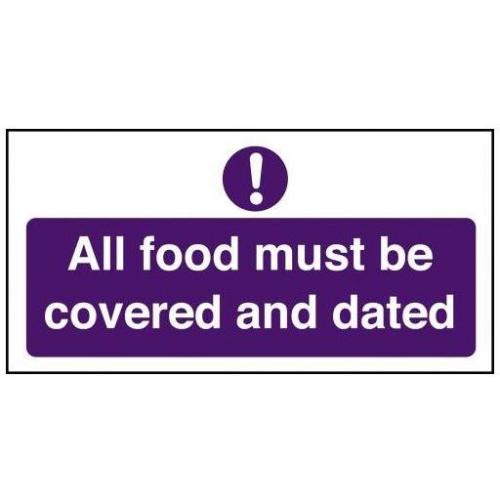 All Food Must Be Covered & Dated Sign - Self Adhesive