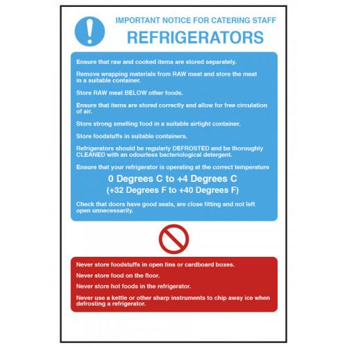 Refrigerator Notice - Information Guide - Self Adhesive - 20cm (8&quot;)