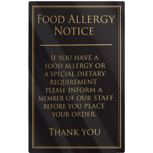 Food Allergy - Awareness Sign - Gold on Black - Unframed - 17cm (6.7&quot;)