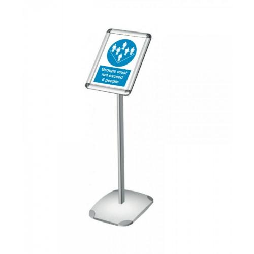 Decorative Menu Display Stand - Angled - Single Sided - Silver - A4