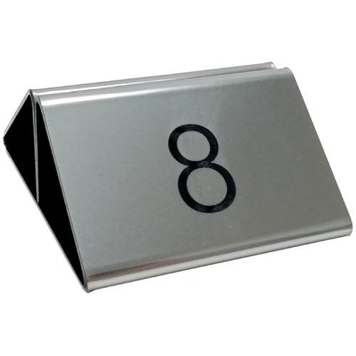Menu Holder & Table Numbers - Double Sided - Laser Engraved Black On Metallic Silver - 9cm (3.5&quot;)