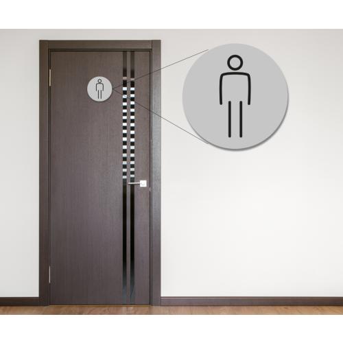 Gentlemans Symbol - Door Sign - Round - Silver - 15cm (6&#39;&#39;) dia