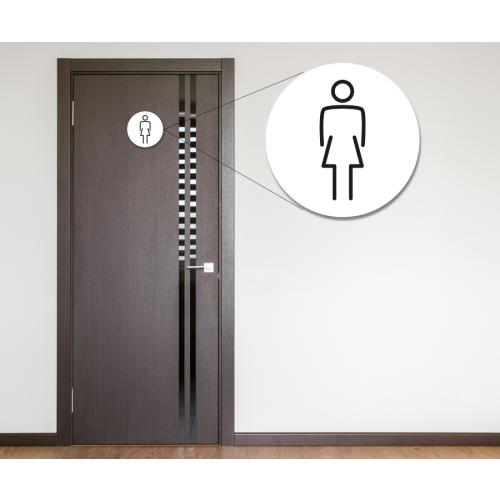 Ladies Symbol - Door Sign - Round - White - 15cm (6&#39;&#39;) dia