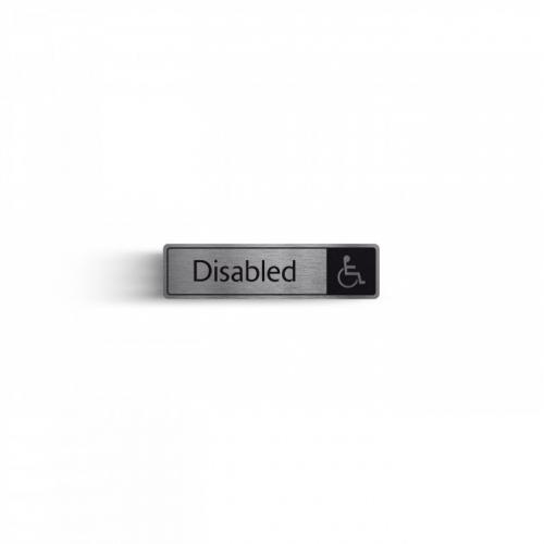 Disabled - Symbol & Text - Door Sign - Silver - 18cm (7&quot;)