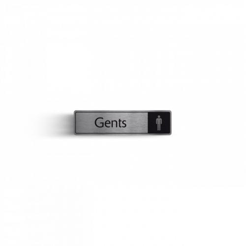 Gents - Symbol & Text - Door Sign - Silver - 18cm (7&quot;)