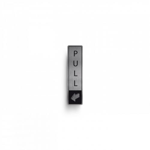 Pull Sign - Vertical - Symbol & Text - Door Sign - Silver - 18cm (7&quot;)