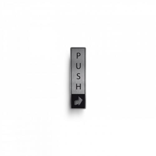 Push Sign - Vertical - Symbol & Text - Door Sign - Silver - 18cm (7&quot;)